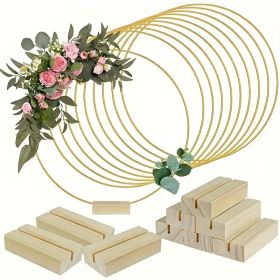 30pcs Metal Floral Hoop Centerpiece with Base | Large Ring Macrame Christmas Decor with Stand for Crafts, Wedding Wreath, Centerpieces