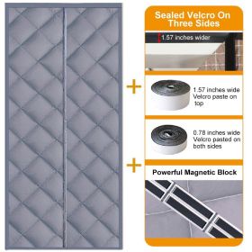 36inch*94inch Thickened Oxford cloth cotton door curtain, gray split type cold proof and soundproof door curtain, windproof