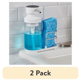 (2 pack) Satin Wire Soap Pump and Sponge Caddy in White