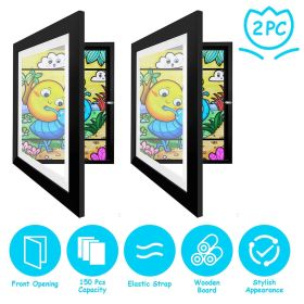 2Packs Kids Art Frame Front Opening Wooden Frame Artwork Display Storage Frame A4 Picture Frame Wall Display for Photo Art Projects Picture Child