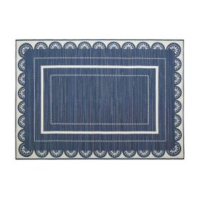 6' x 9' Navy Cream Scallop Outdoor Rug