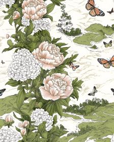 Floral Peel and Stick Wallpaper Beige Vintage Boho Leaf Contact Paper Butterfly Flower Wall Mural Home Vinyl Waterproof Self Adhesive Removable R