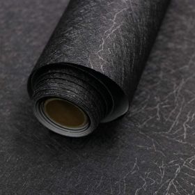 15.7" X 118" Black Silk Wallpaper Embossed Self Adhesive Peel and Stick Wallpaper Contact Paper Removable Waterproof Kitchen Vinyl Wrap Cabinet F