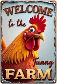 Chicken Gifts Rooster Décor Welcome To The Funny Farm Rustic Tin Sign For Home Farm Chicken Coop Decor
