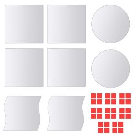 Mirror Tile Set of 16 Transparent Glass Medium