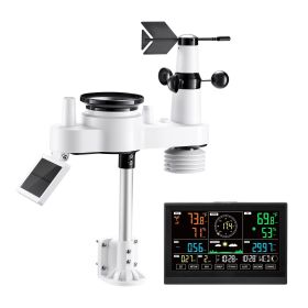 VEVOR 7-in-1 Wireless Weather Station, 7.5-Inch VA Display, Solar Powered Outdoor Sensor, Rain Gauge, Indoor Outdoor for Weather Forecast, Temper