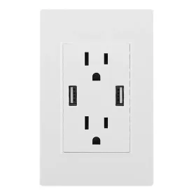 USB Wall Outlet Dual 2.4A USB Wall Charger High Speed Duplex Wall Socket US Standard (Option: white)