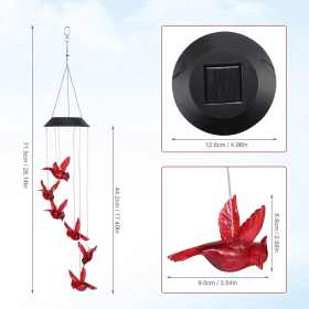 1PC Outdoor Solar Flaming Bird Wind Chime Lights, Outdoor Decorative Colorful Solar Wind Chimes (Option: Solar flame bird light)