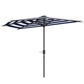 Half Umbrella Outdoor Patio Umbrella, Small Balcony Umbrella, Vented Half Patio Umbrella With Crank 8 Ribs, Porch Umbrella For Garden Deck Poolsi (Option: Navy Blue)