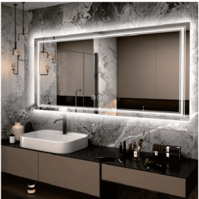 Tempered glass three-color RGB touch-controlled mirror with LED bathroom mirror, adjustable brightness, anti-fog and anti-breakage, memory functi (S3R5171UL20"x28": S3R6181UL24"x32")