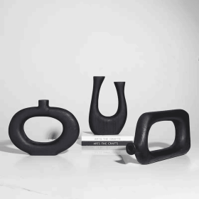 Anvia woodiness Vase Black (size: Smaller Size)